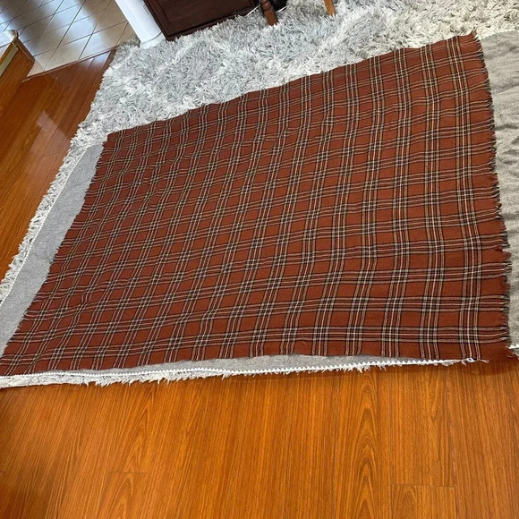 Uniqlo x Ines Dela Fressange Blanket Brown Plaid Woold Blend - Picture 5 of 14